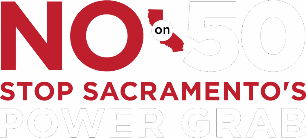Vote No on Prop 50 Stop Sacramento's Power Grab campaign logo alt